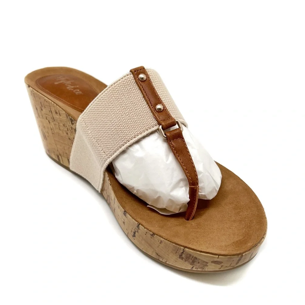 Style & Co Wedge Thong Piperr Cork Sandal Light Taupe Size 10 - Picture 9 of 14